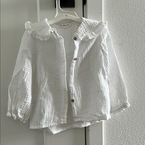 Mango Kids White Button Down Shirt